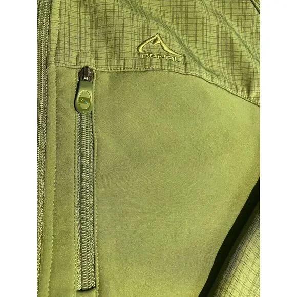Men's Denali 2XL Fleece Lined‎ Soft Shell Full Zip Jacket Green Zip Shut Pockets
